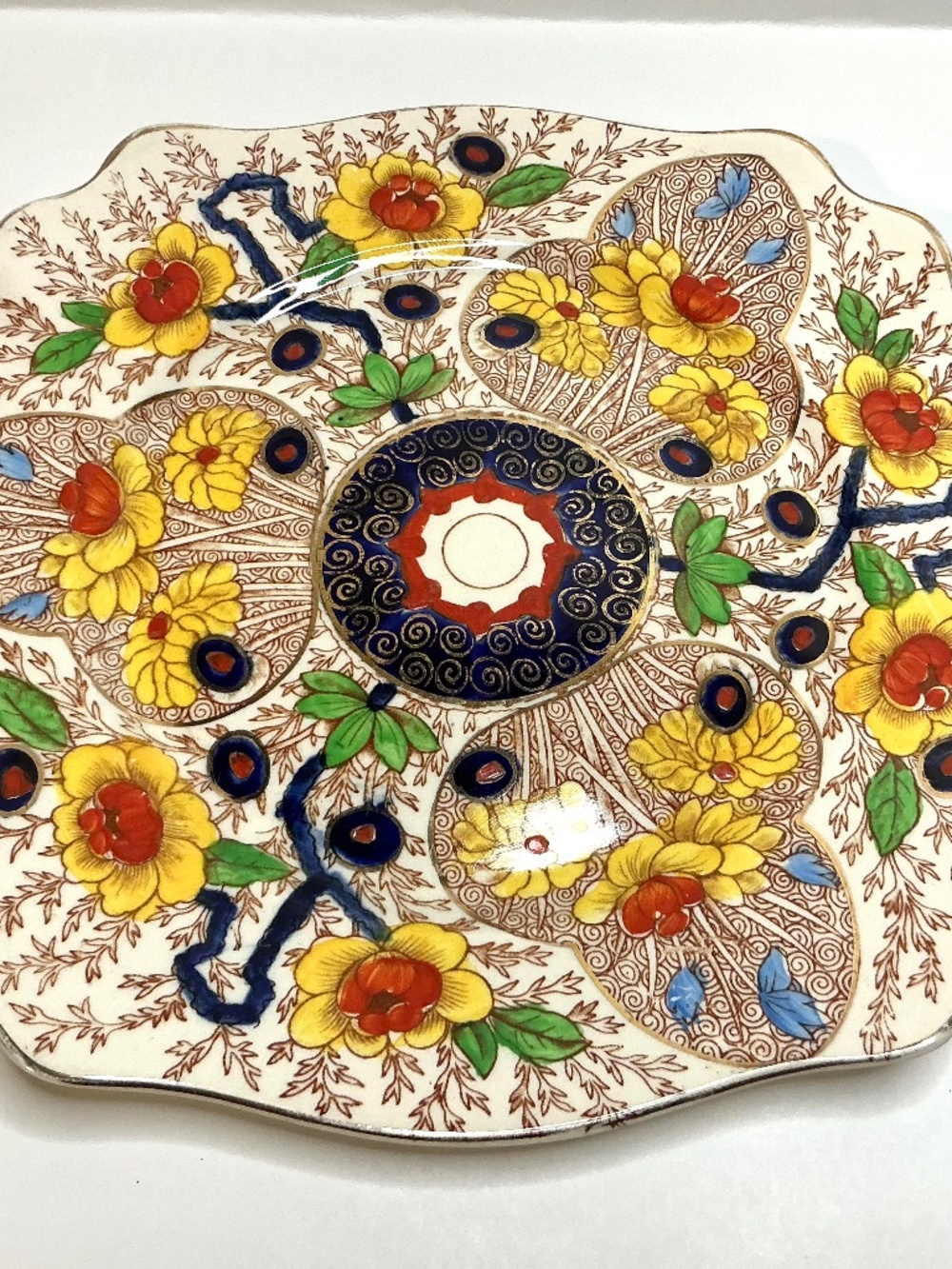 Royal Staffordshire England 10in Square Floral Plate, Printed Backstamp